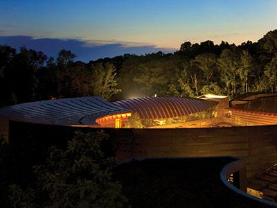 Crystal Bridges Museum of American Art is a nationwide center for arts and culture and located near the University of Arkansas.